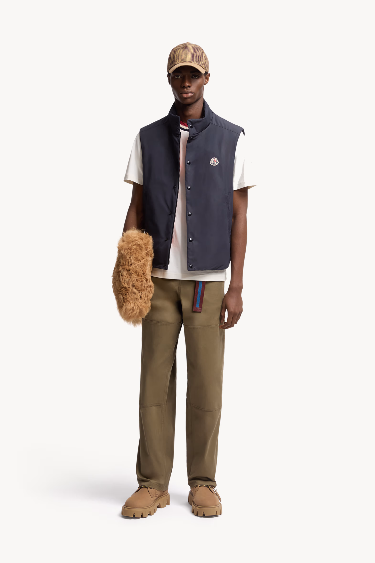 T-shirt en coton à logo brodé Hommes Blanc Moncler 0
